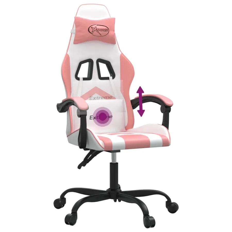 Chaise de jeu pivotante Blanc et rose Similicuir - 11