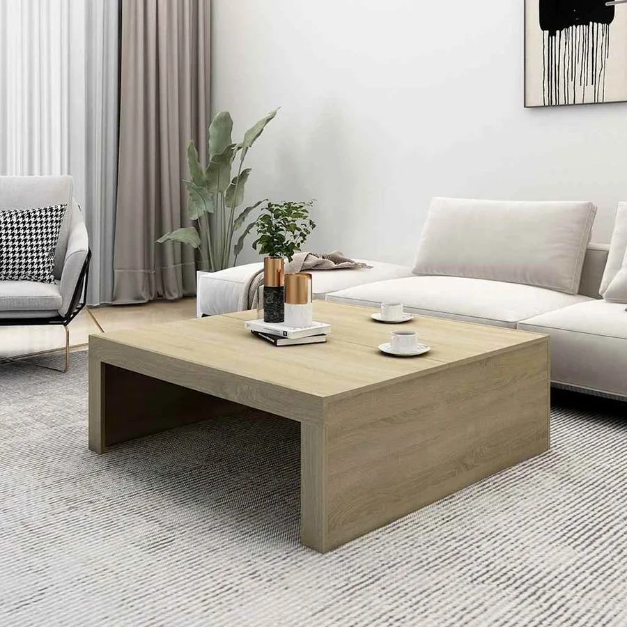 Table basse Chêne sonoma 100x100x35 cm Bois d'ingénierie - 3