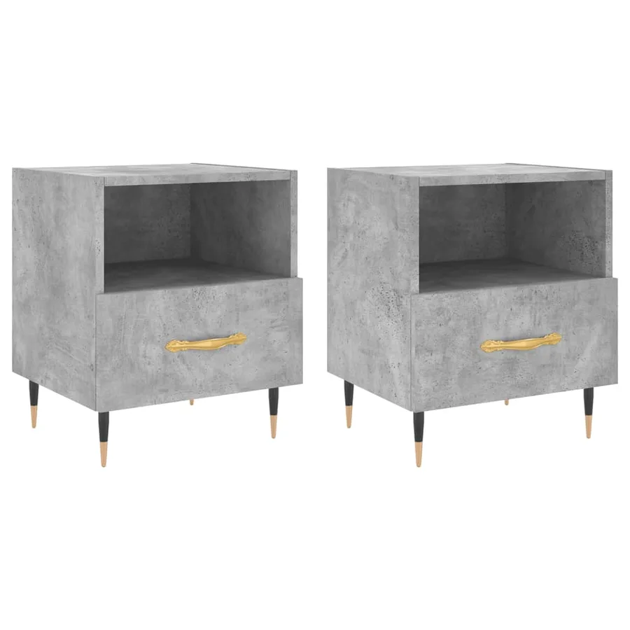 Tables de chevet 2pcs gris béton 40x35x47,5cm bois d’ingénierie - 2