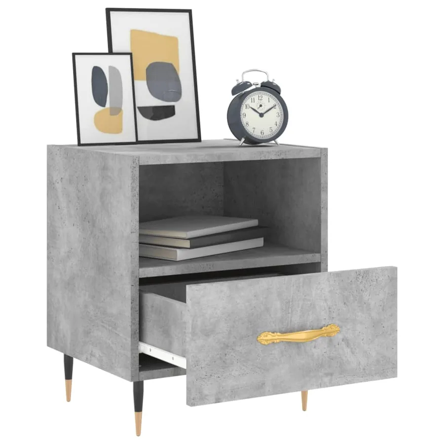 Tables de chevet 2pcs gris béton 40x35x47,5cm bois d’ingénierie - 4