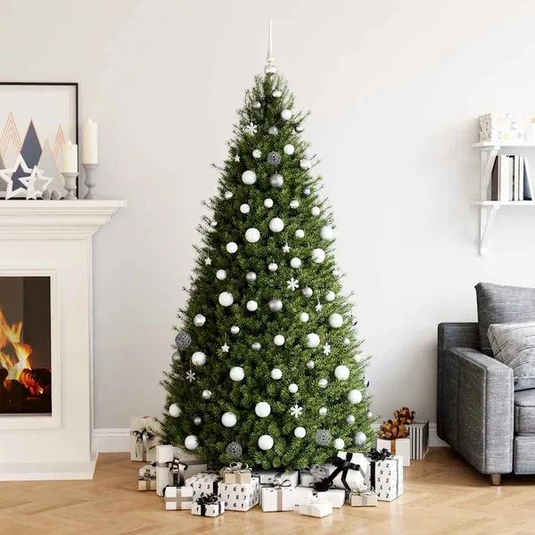 Ensemble de boules de Noël 111 pièces blanc et gris polystyrène