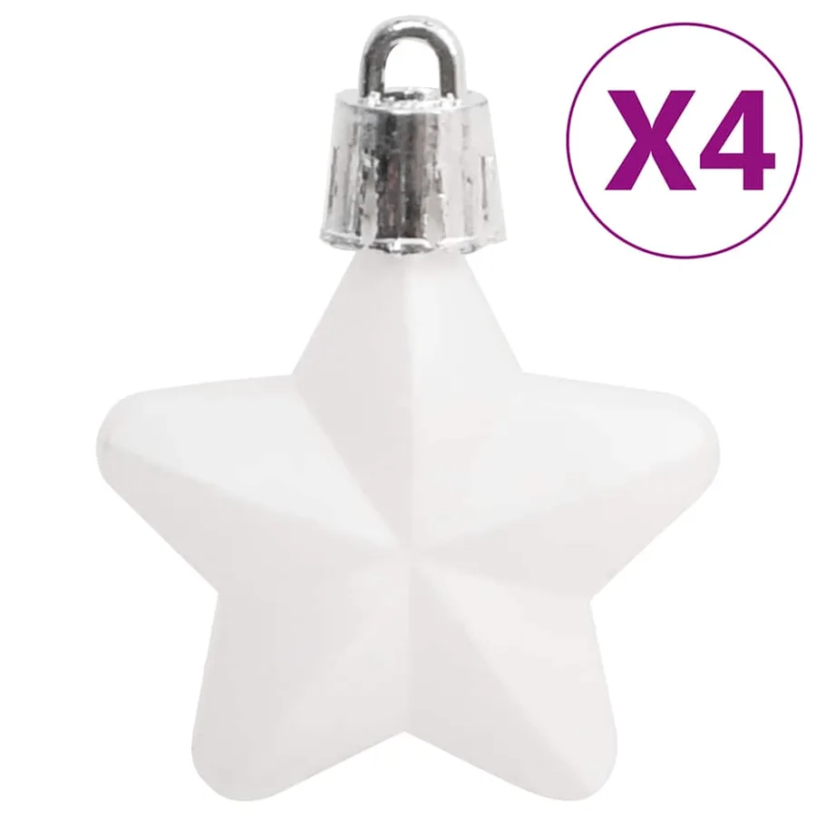 Ensemble de boules de Noël 111 pièces blanc et gris polystyrène - 10