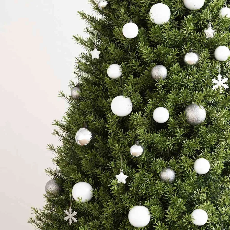 Ensemble de boules de Noël 111 pièces blanc et gris polystyrène - 3