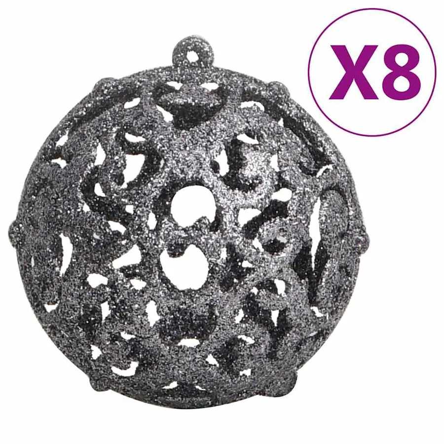 Ensemble de boules de Noël 111 pièces blanc et gris polystyrène - 4
