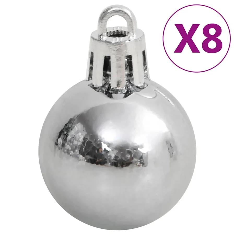 Ensemble de boules de Noël 111 pièces blanc et gris polystyrène - 5