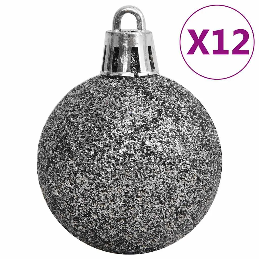 Ensemble de boules de Noël 111 pièces blanc et gris polystyrène - 6