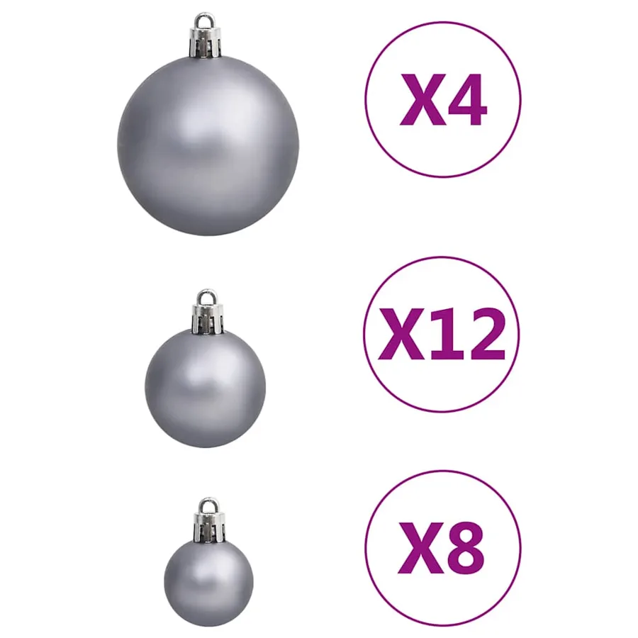 Ensemble de boules de Noël 111 pièces blanc et gris polystyrène - 7