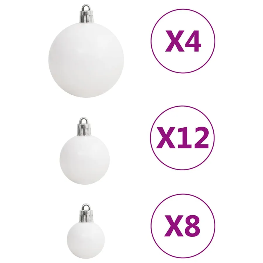 Ensemble de boules de Noël 111 pièces blanc et gris polystyrène - 8