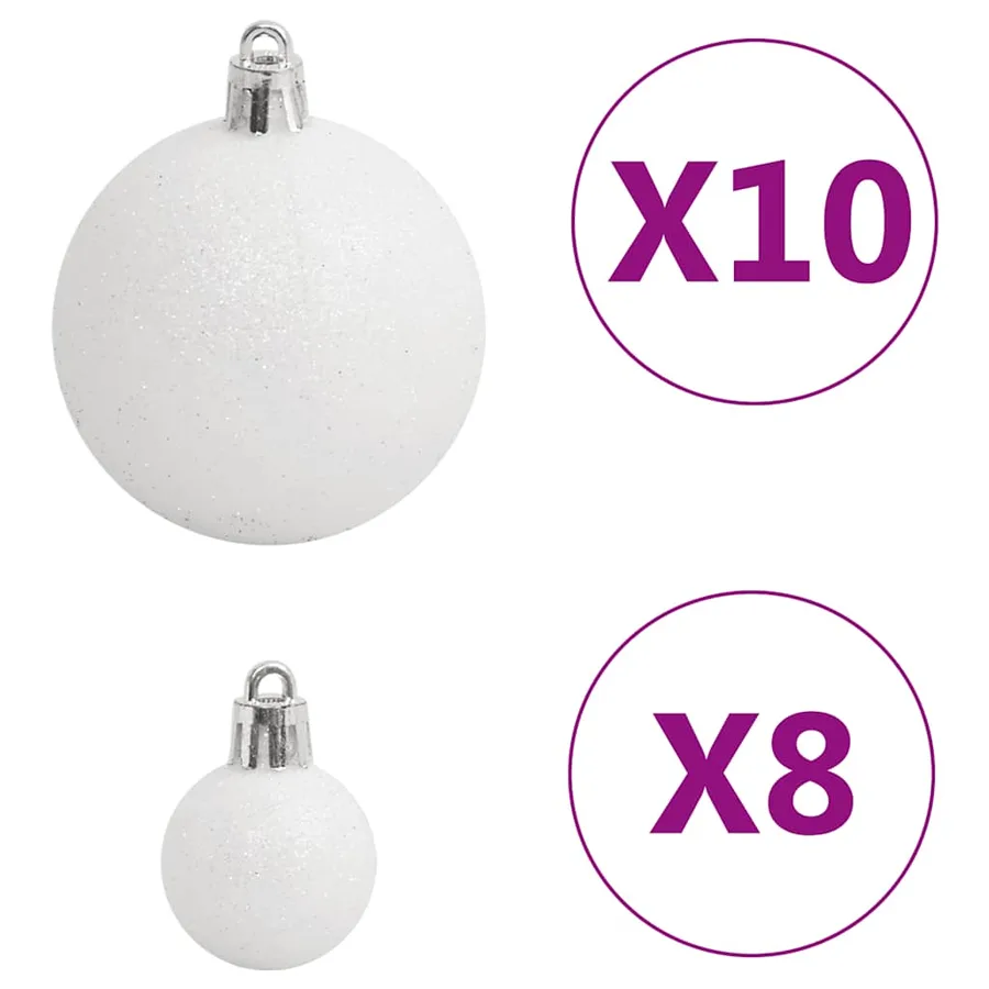 Ensemble de boules de Noël 111 pièces blanc et gris polystyrène - 9