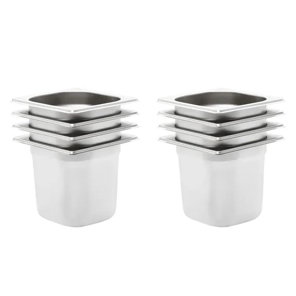 Récipients Gastronorm 8 pcs GN 1/6 150 mm Acier inoxydable