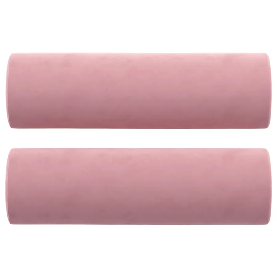 Coussins décoratifs lot de 2 Rose Ø15x50 cm Velours - 2