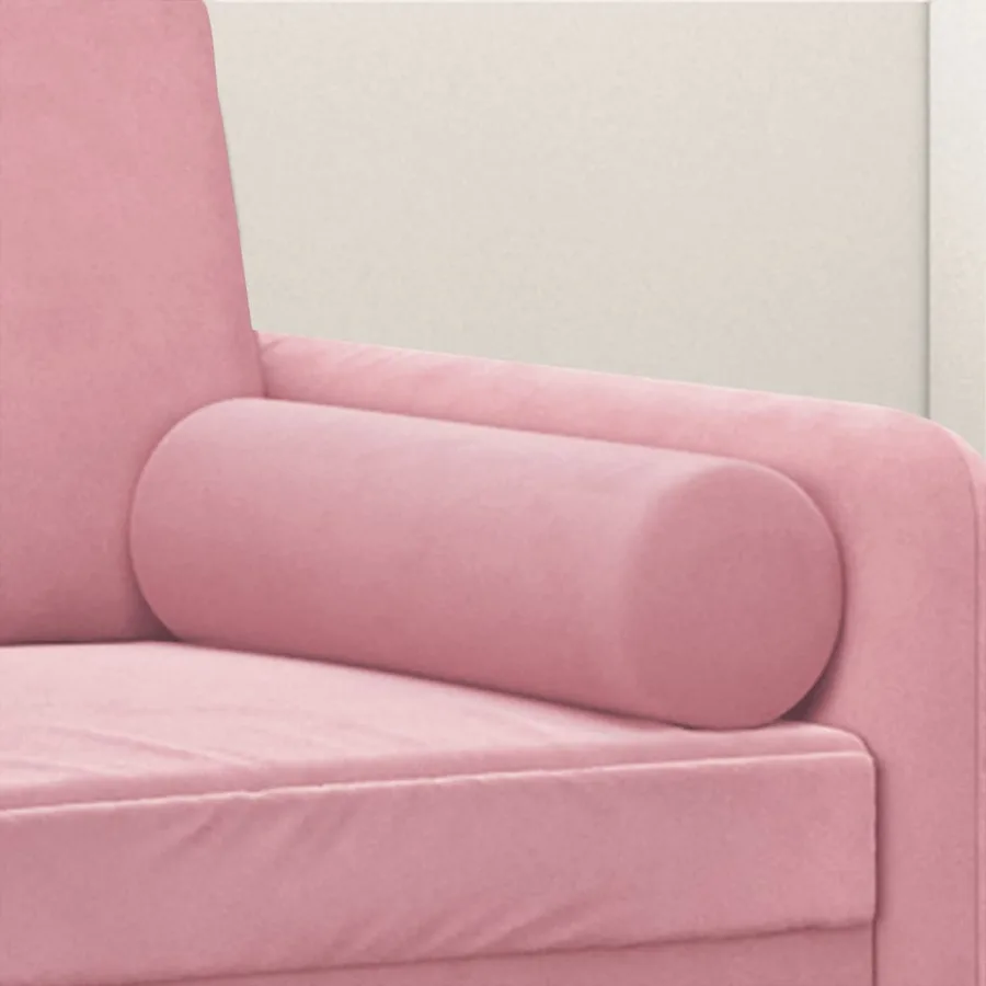 Coussins décoratifs lot de 2 Rose Ø15x50 cm Velours - 5