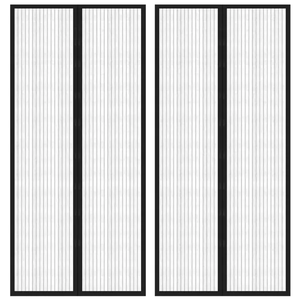 Rideaux de porte anti-insectes 2 pcs avec aimants noir 210x90cm