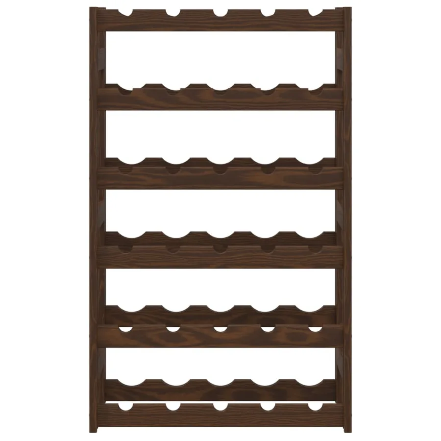 Casier à bouteilles pour 30 bouteilles marron bois pin solide - 3