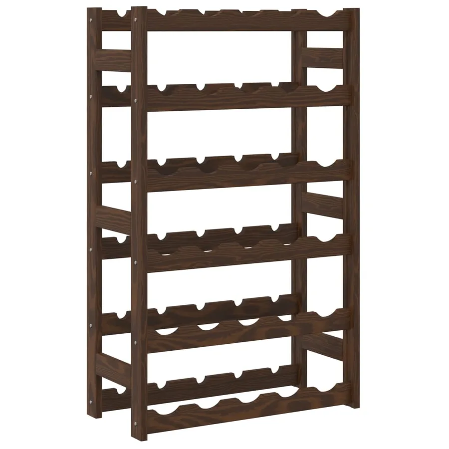 Casier à bouteilles pour 30 bouteilles marron bois pin solide - 5