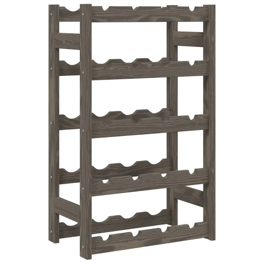 Casier à bouteilles pour 20 bouteilles gris bois pin solide - 2