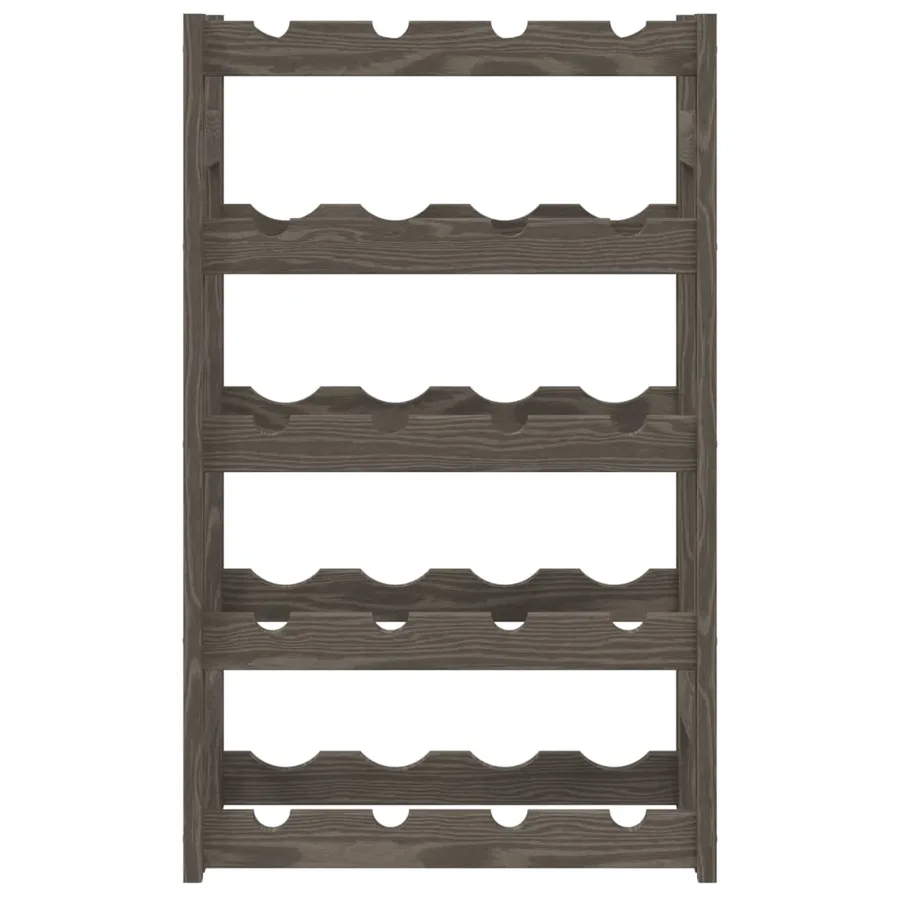 Casier à bouteilles pour 20 bouteilles gris bois pin solide - 3
