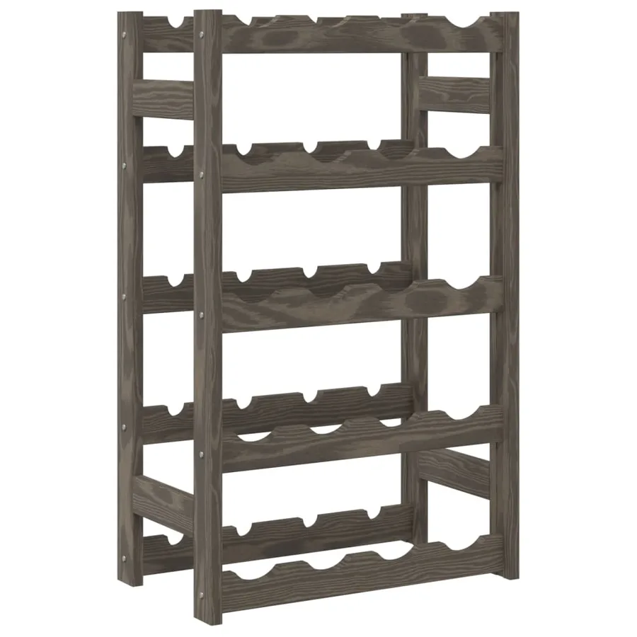 Casier à bouteilles pour 20 bouteilles gris bois pin solide - 5