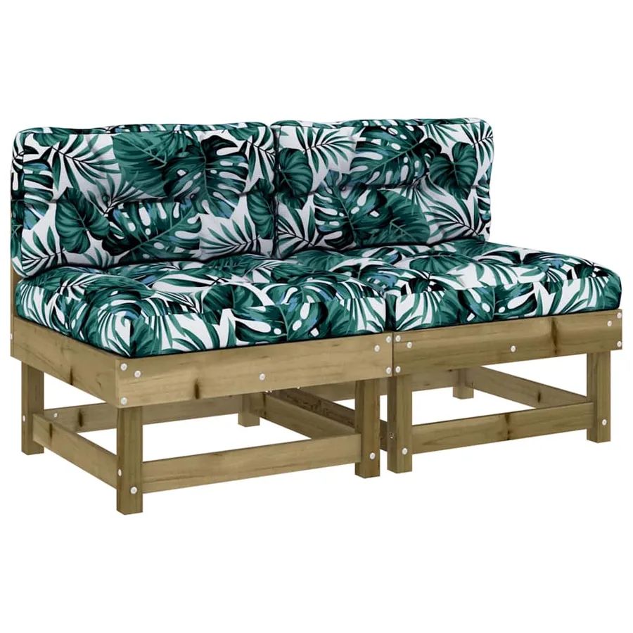 Canapés centraux avec coussins 2 pcs bois de pin imprégné - 2