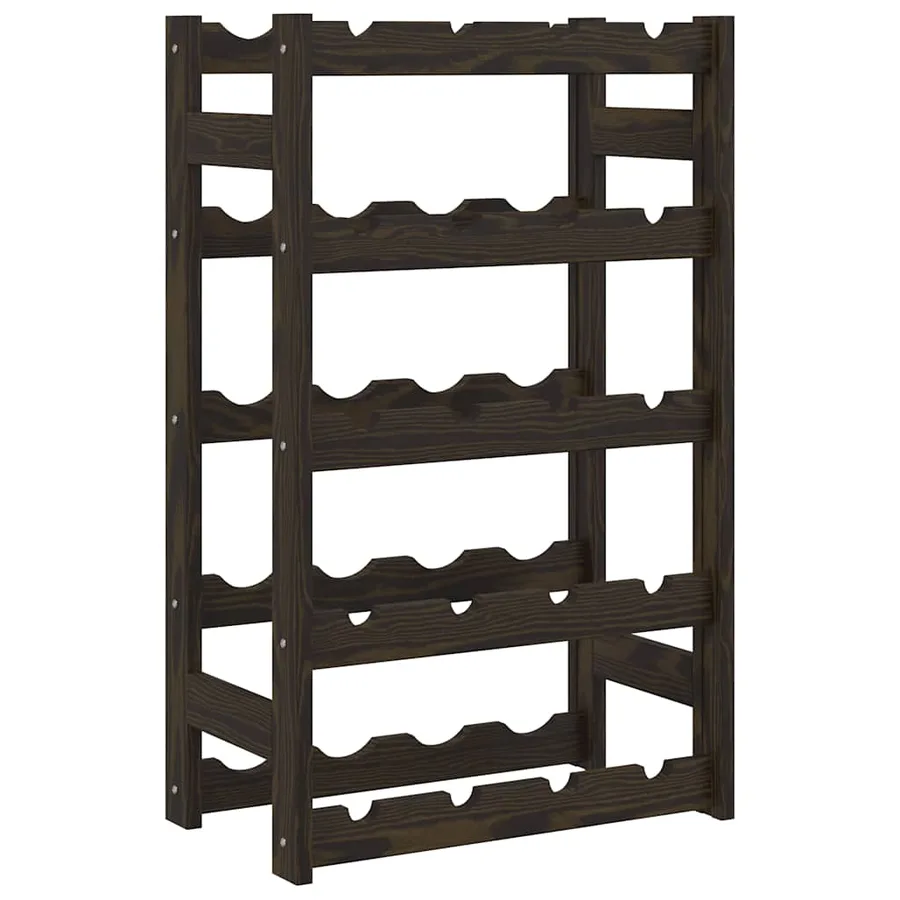 Casier à bouteilles pour 20 bouteilles noir bois pin solide - 2