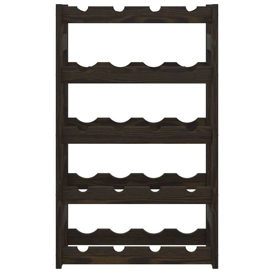 Casier à bouteilles pour 20 bouteilles noir bois pin solide - 3
