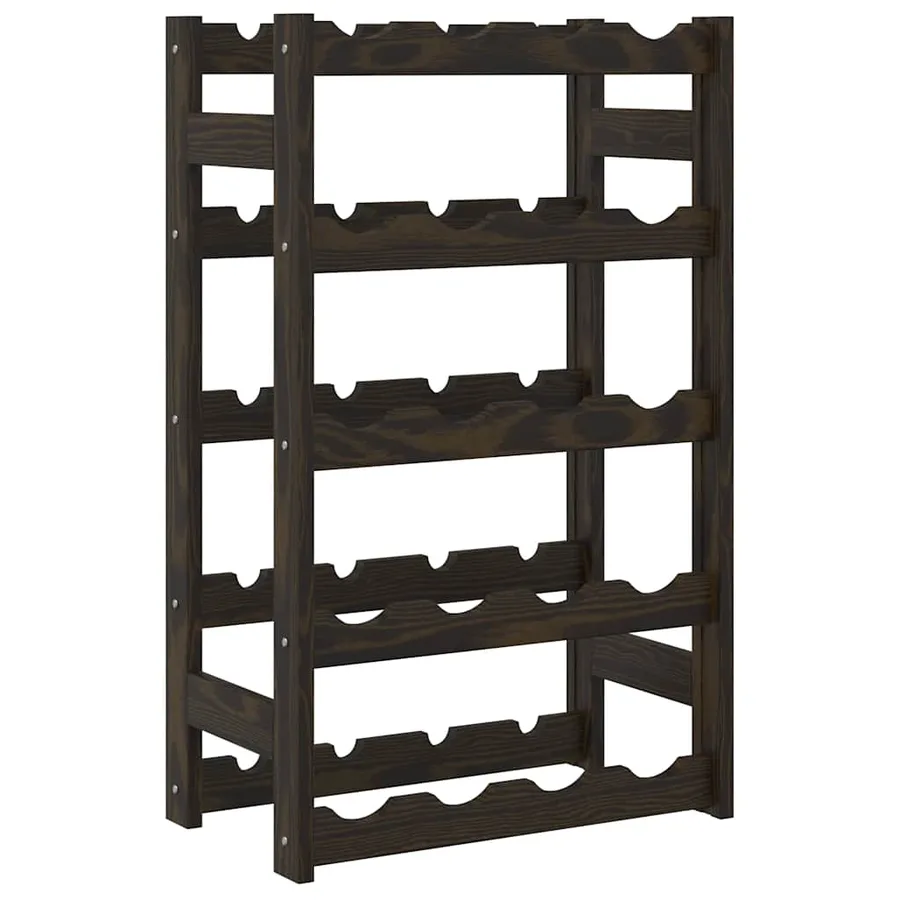Casier à bouteilles pour 20 bouteilles noir bois pin solide - 5
