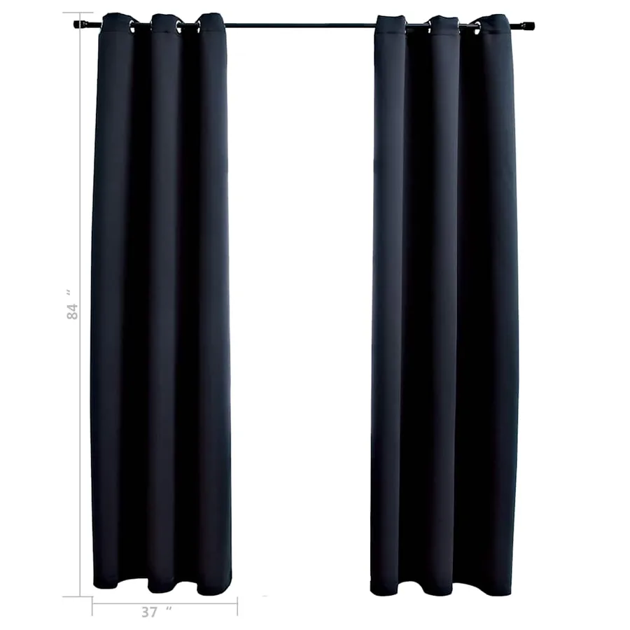 Rideaux occultants avec anneaux 2 pièces Noir 97x213 cm Tissu - 5