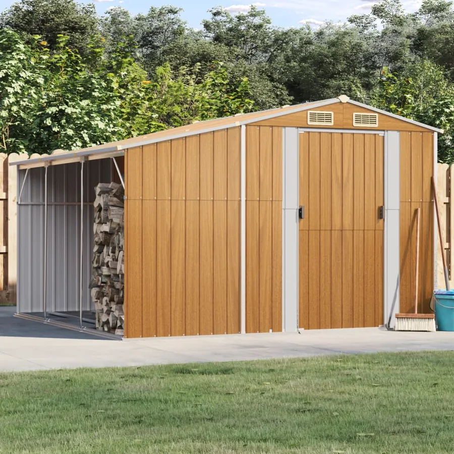 Abri de jardin marron clair 277x279x179 cm Métal galvanisé