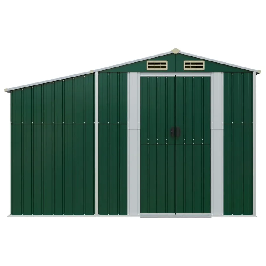Abri de jardin vert 277x93x179 cm acier galvanisé - 3