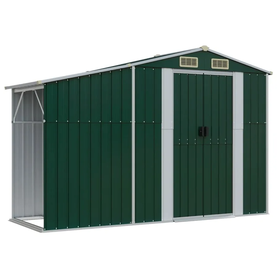 Abri de jardin vert 277x192,5x179 cm acier galvanisé - 8