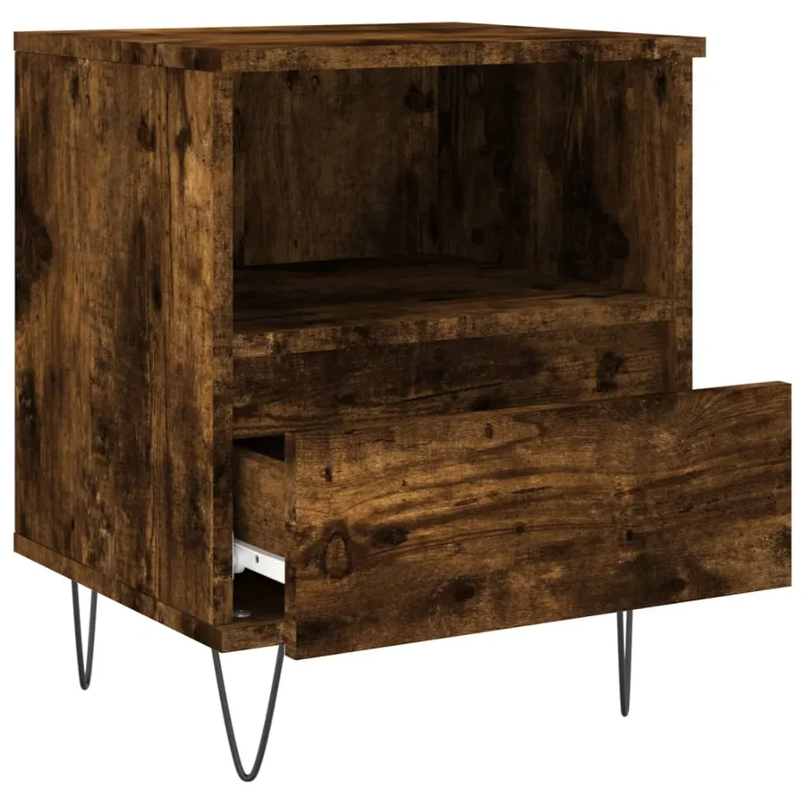 Tables de chevet 2 pcs chêne fumé 40x35x50 cm bois ingénierie - 6