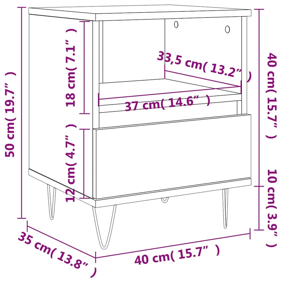 Tables de chevet 2 pcs blanc brillant 40x35x50 cm - 12