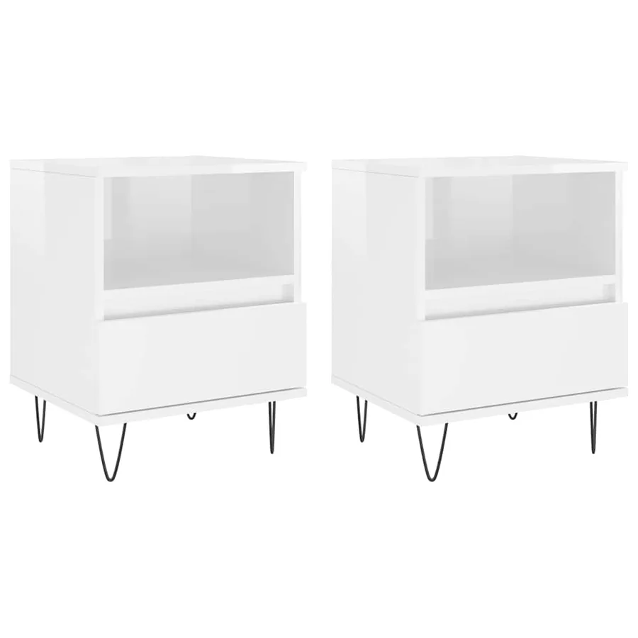 Tables de chevet 2 pcs blanc brillant 40x35x50 cm - 2