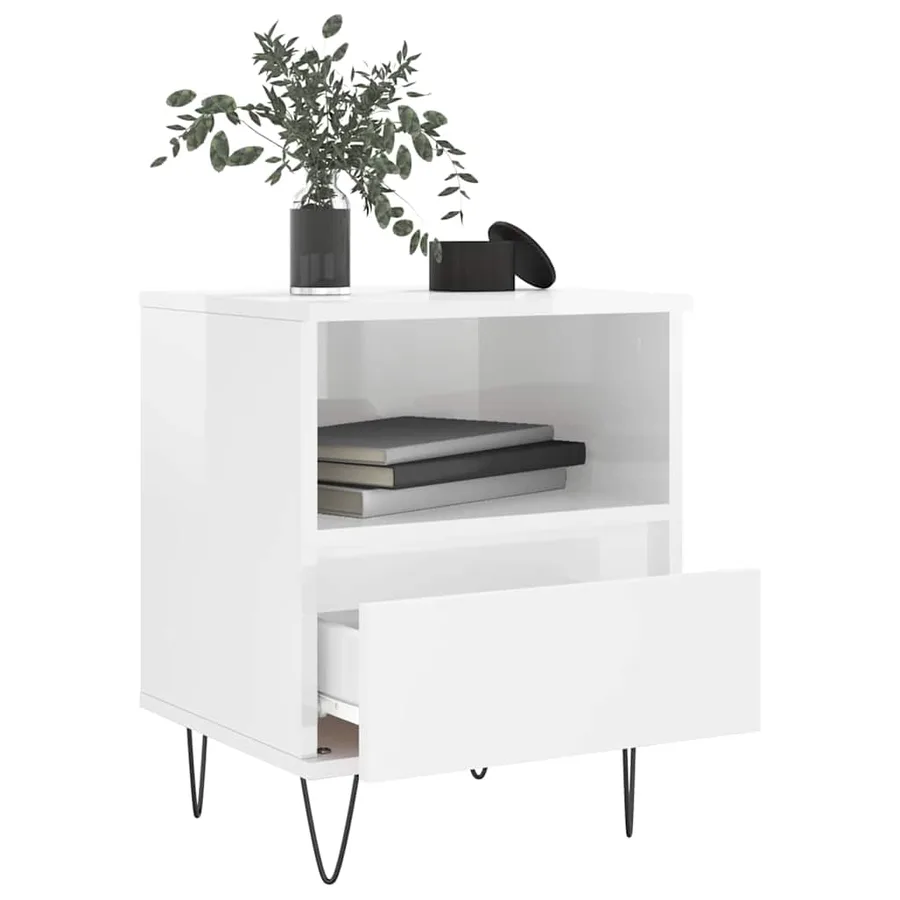 Tables de chevet 2 pcs blanc brillant 40x35x50 cm - 4