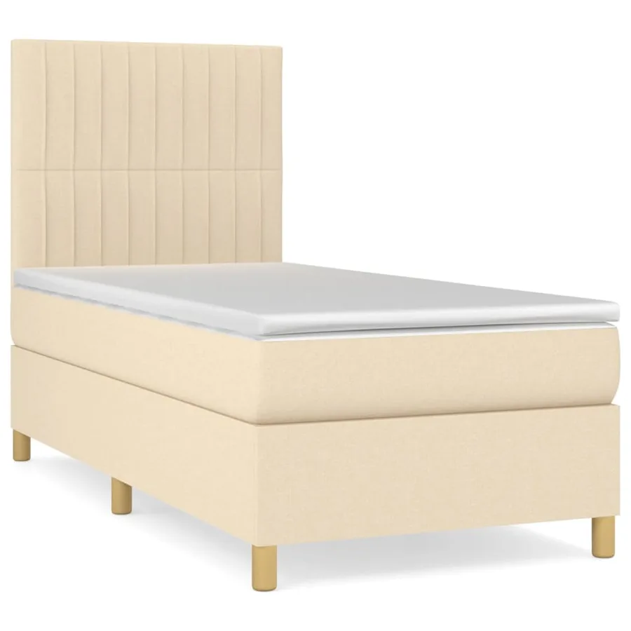 Sommier à lattes de lit avec matelas Crème 90x200 cm Tissu - 2
