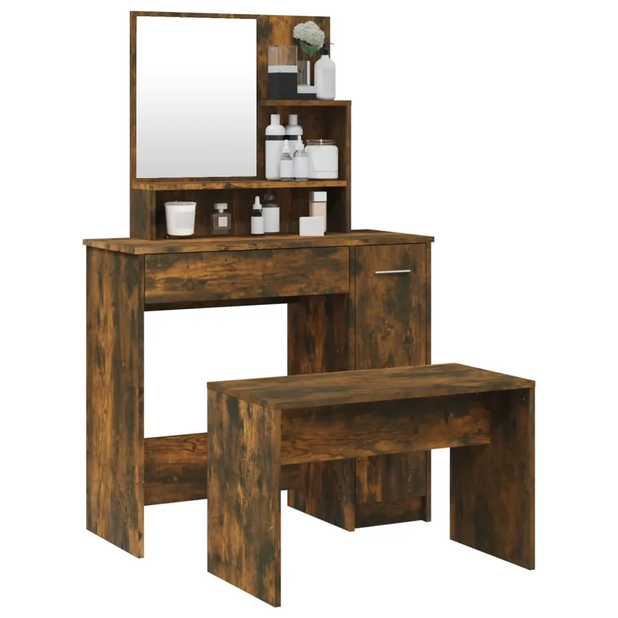 Ensemble de coiffeuse Chêne fumé 86,5x35x136 cm - 3