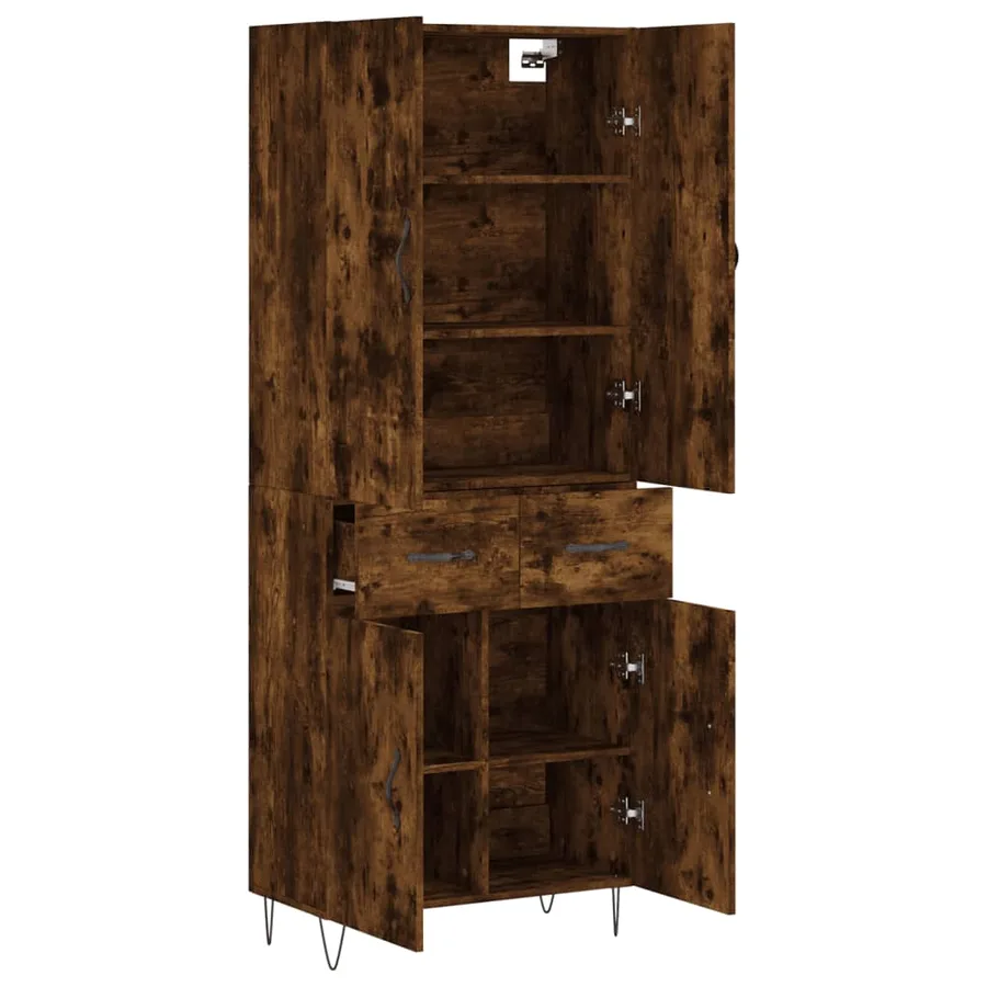 Buffet haut Chêne fumé 69,5x34x180 cm Bois d'ingénierie - 4