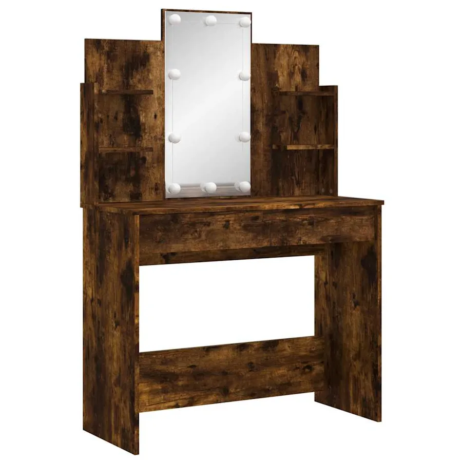 Coiffeuse avec lumières LED chêne fumé 96x40x142 cm - 3