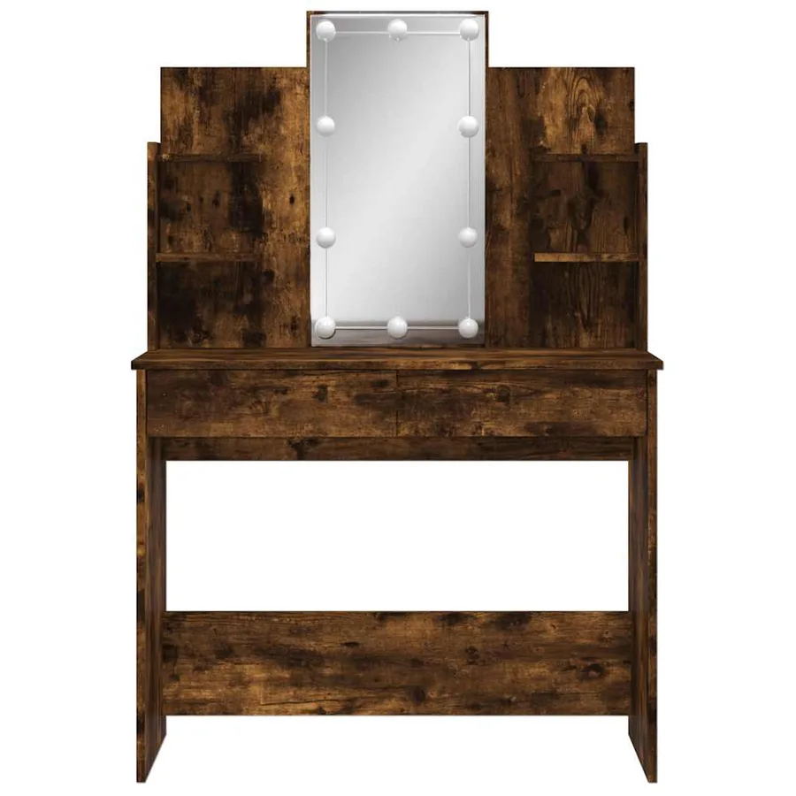 Coiffeuse avec lumières LED chêne fumé 96x40x142 cm - 5