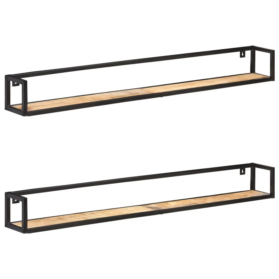 Étagères murales 2 pcs 160 cm Bois de manguier brut