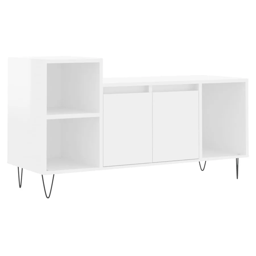 Meuble TV Blanc brillant 100x35x55 cm Bois d'ingénierie - 2