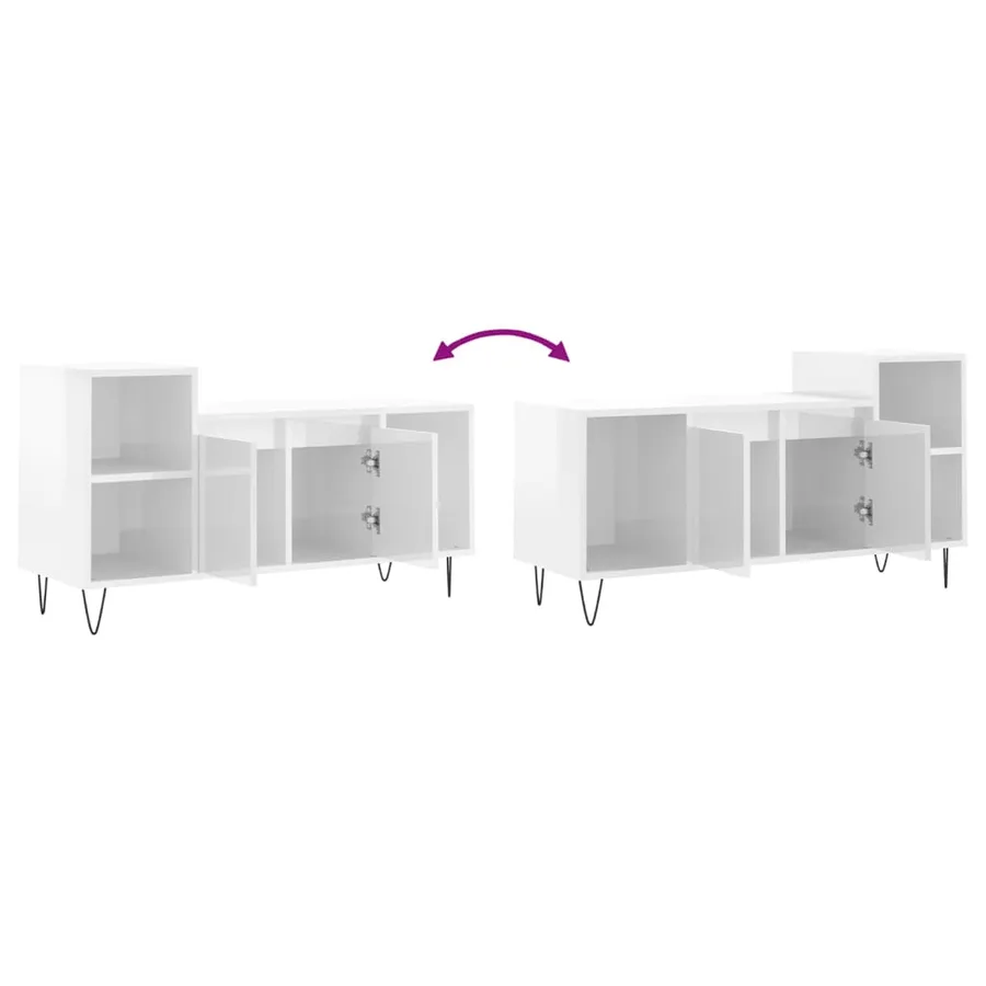 Meuble TV Blanc brillant 100x35x55 cm Bois d'ingénierie - 9