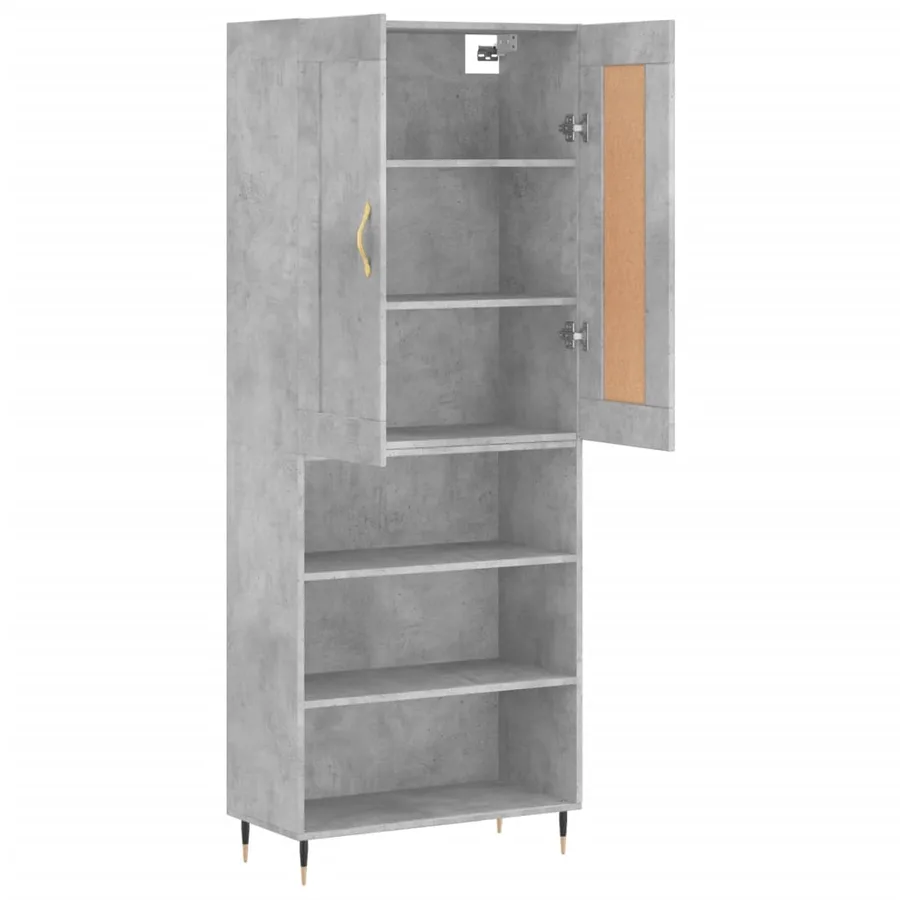 Buffet haut Gris béton 69,5x34x180 cm Bois d'ingénierie - 3