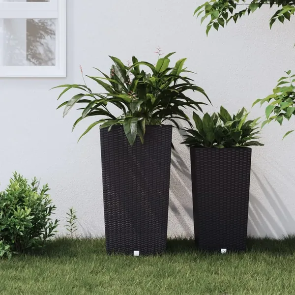 Jardinière et intérieur amovible anthracite 21 /49 L rotin PP