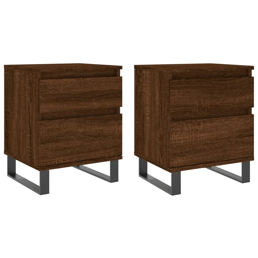 Tables de chevet 2 pcs chêne marron 40x35x50 cm bois ingénierie - 2