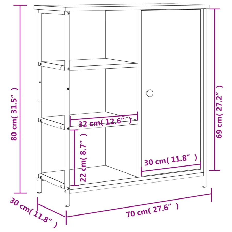 Buffet Chêne Sonoma 70x30x80 cm Bois d'ingénierie - 12