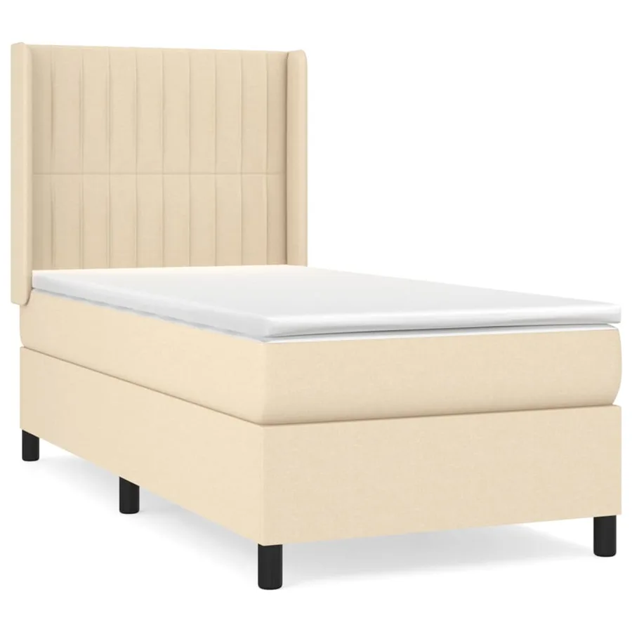 Sommier à lattes de lit avec matelas Crème 100x200 cm Tissu - 2