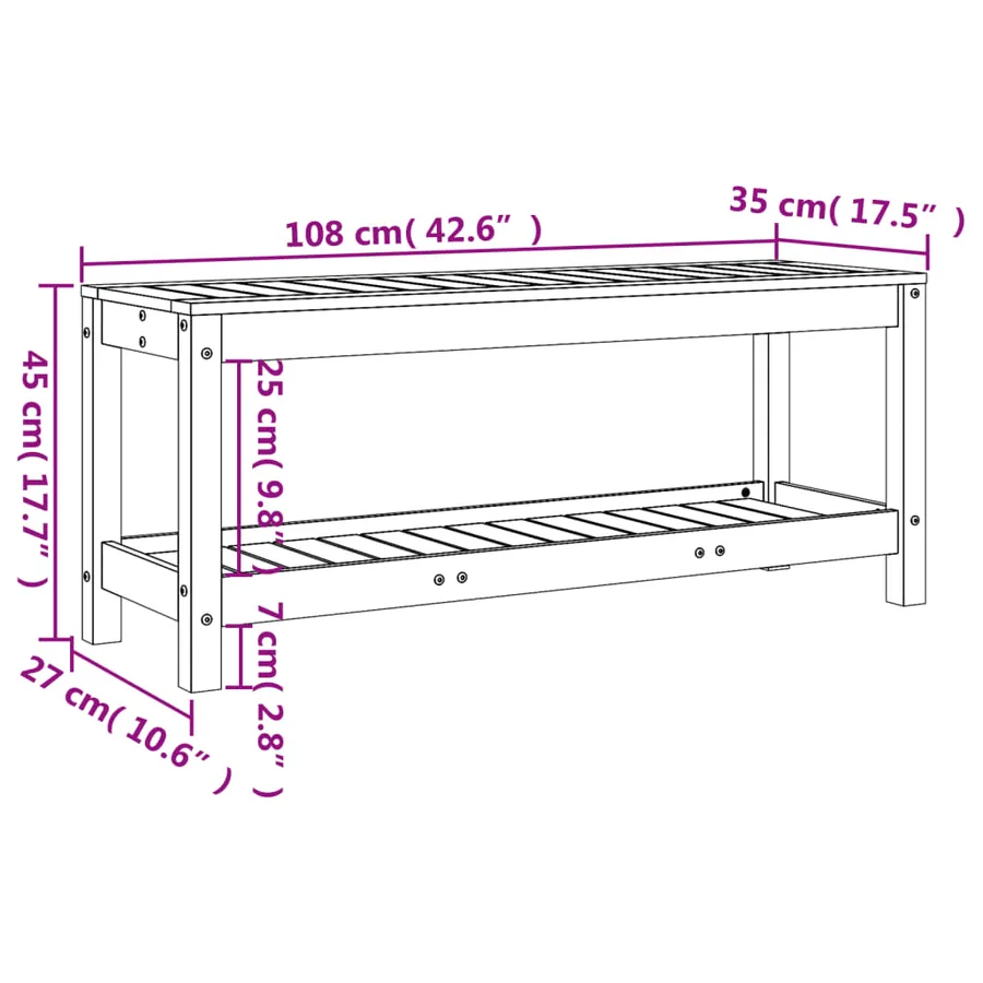 Banc de jardin 108x35x45 cm bois de pin imprégné - 9
