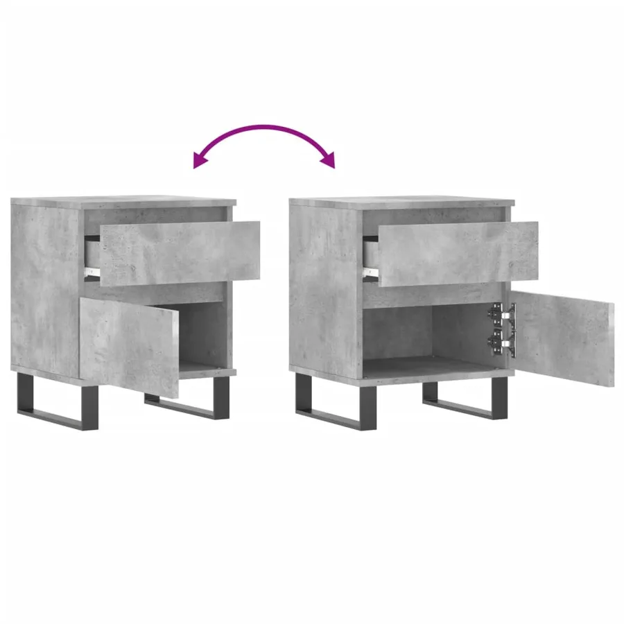 Table de chevet gris béton 40x35x50 cm bois d’ingénierie - 10
