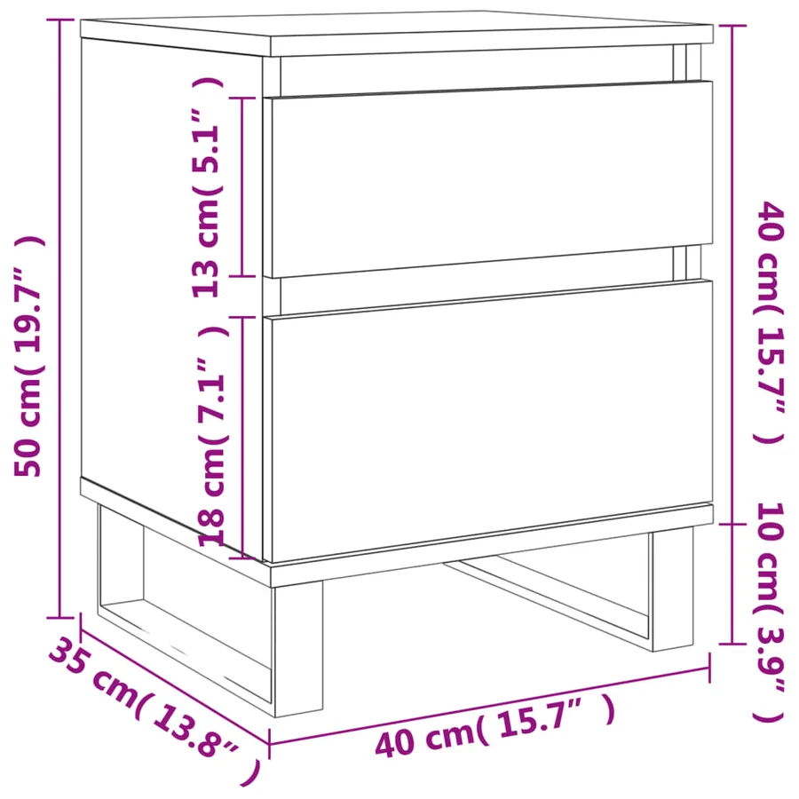 Table de chevet gris béton 40x35x50 cm bois d’ingénierie - 12